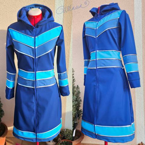 DALJŠI SOFTSHELL PLAŠČ V MODRIH ODTENKIH  2399