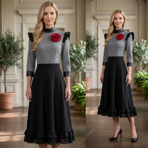 OBLEKICA Z RDEČO ROŽO IN ČRNIM KRILOM 2458